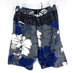Maui Built Floral Board Shorts Swim Trunks Blue Grey White Black Mens Size 26